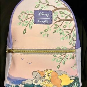 Loungefly Disney Lady and the Tramp Min Backpack - Pastel Pink and Lavender.